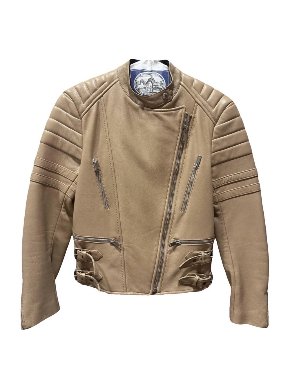 Celine womenโs Tan Leather Biker Jacket